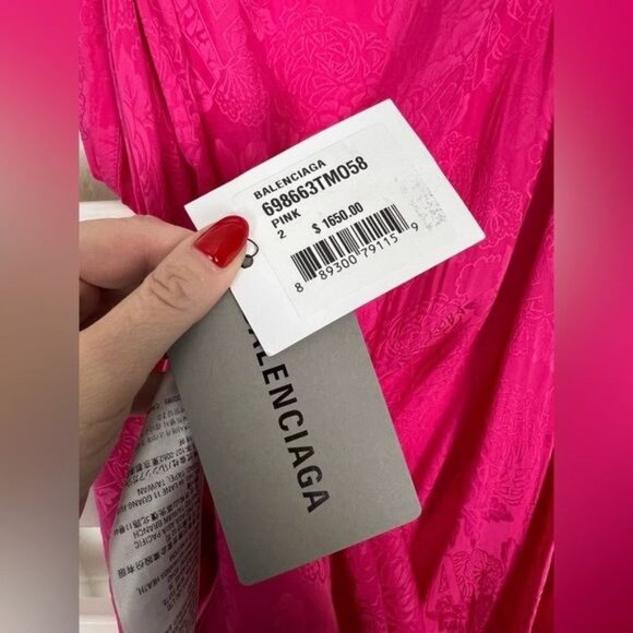 BALENCIAGA NEW Jacquard Pink Oversized Slip Dress Size 2 MSRP $1650 - Picture 6 of 13